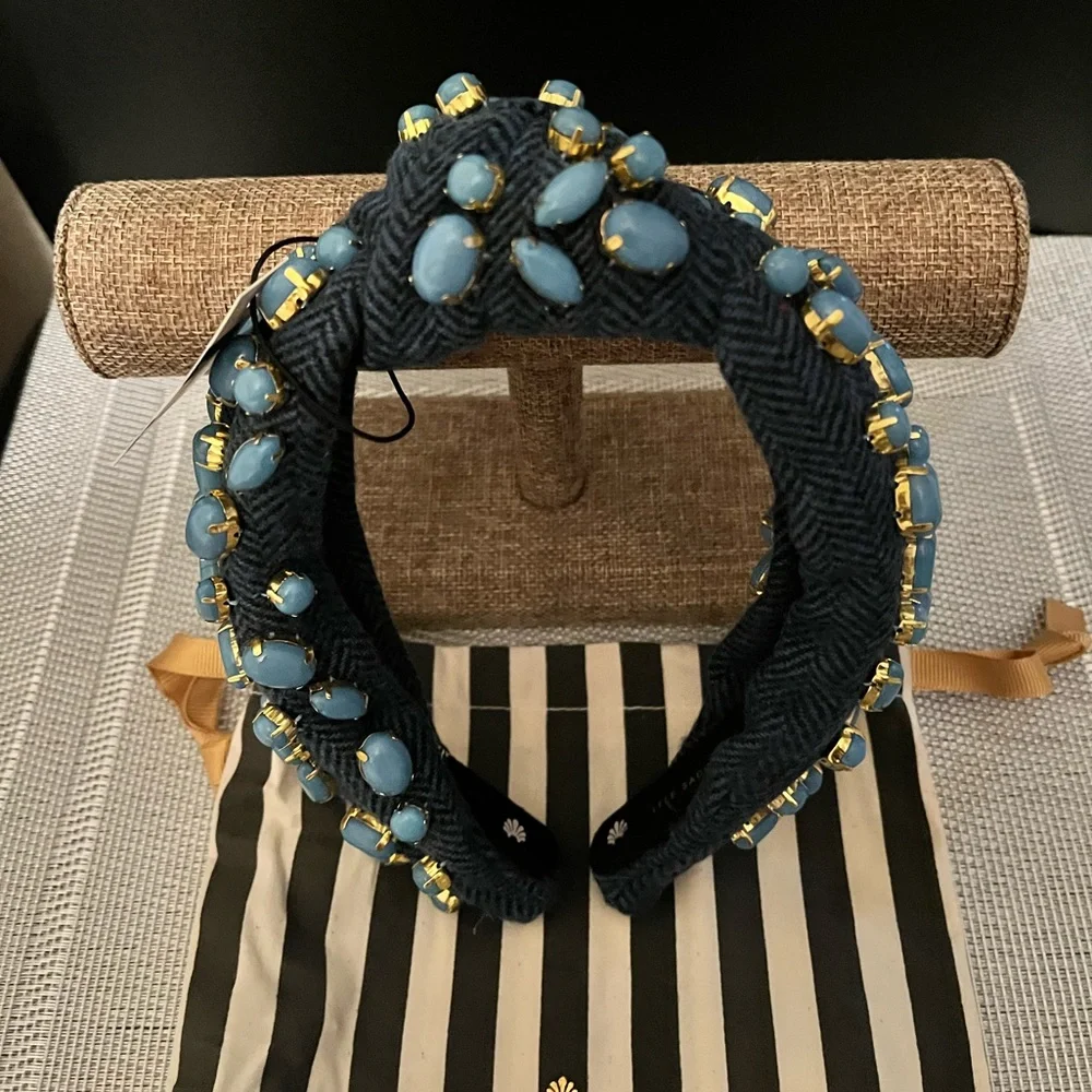 LELE SADOUGHI NWT AUTHENTIC MIDNIGHT PEBBLE CABOCHON KNOTTED HEADBAND - Picture 3 of 16